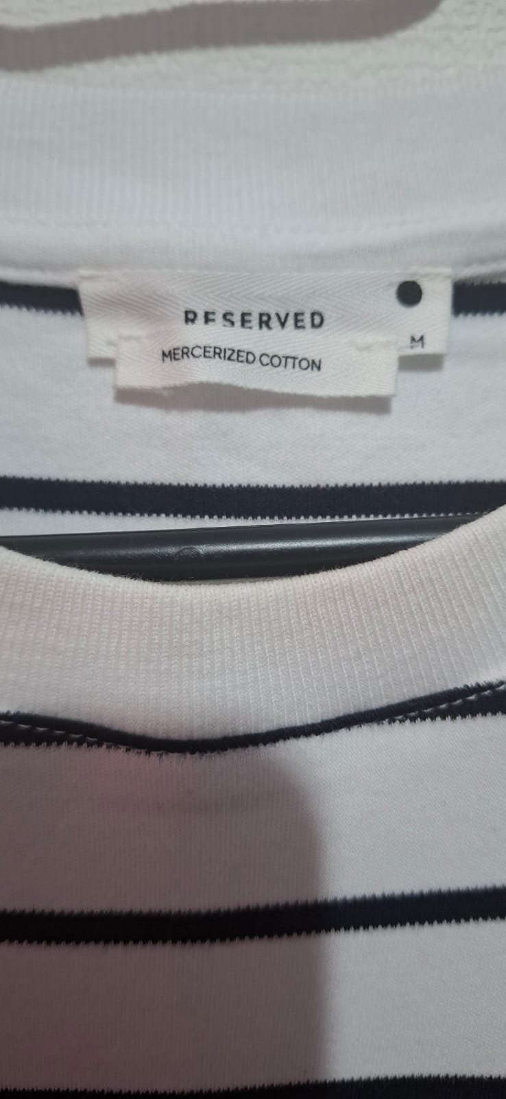 Biała Koszulka w Czarne Paski RESERVED Mercerized Cotton Rozmiar M (oversize)