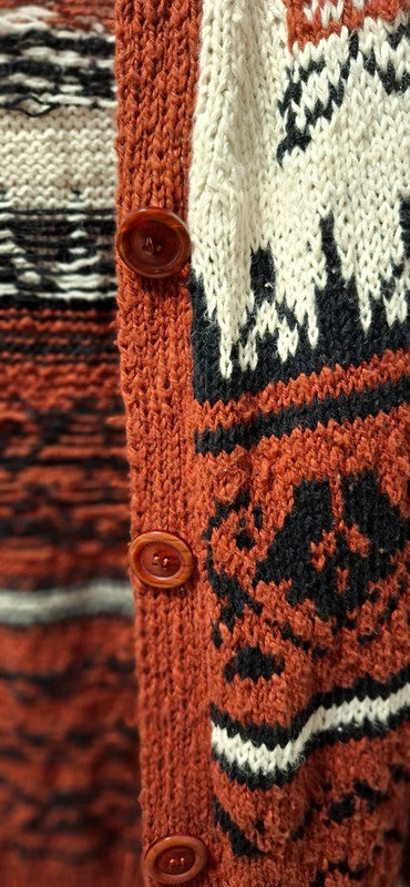 Sweter Handmade r. S/M z kapturem, zapinany na guziki