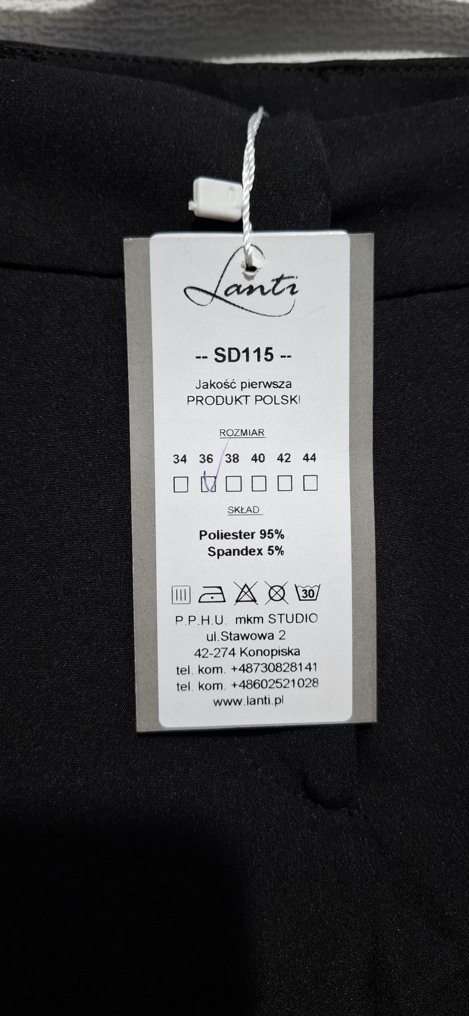 Eleganckie Czarne Spodnie Lanti 36 Klasyczne Biurowe Proste 7/8