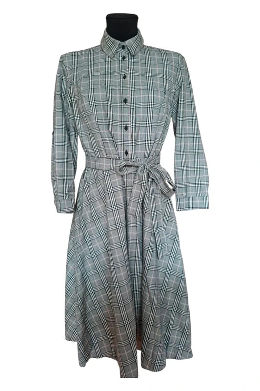 Elegancka Sukienka Koszulowa Mohito Krata Kratka Midi 36 S Święta