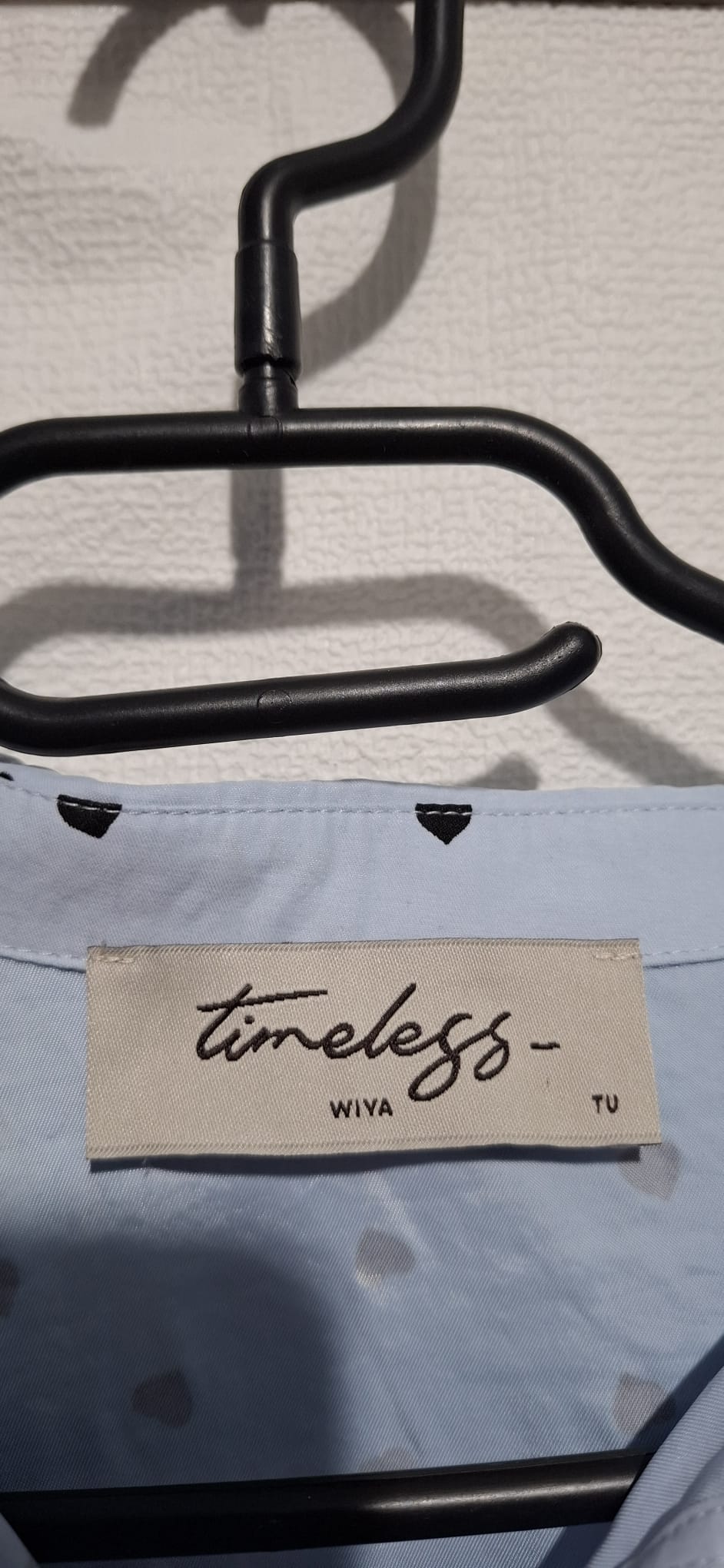 Zwiewna Koszula Damska Oversize Błękit Serduszka Wiya Timless TU Bufki Luźna