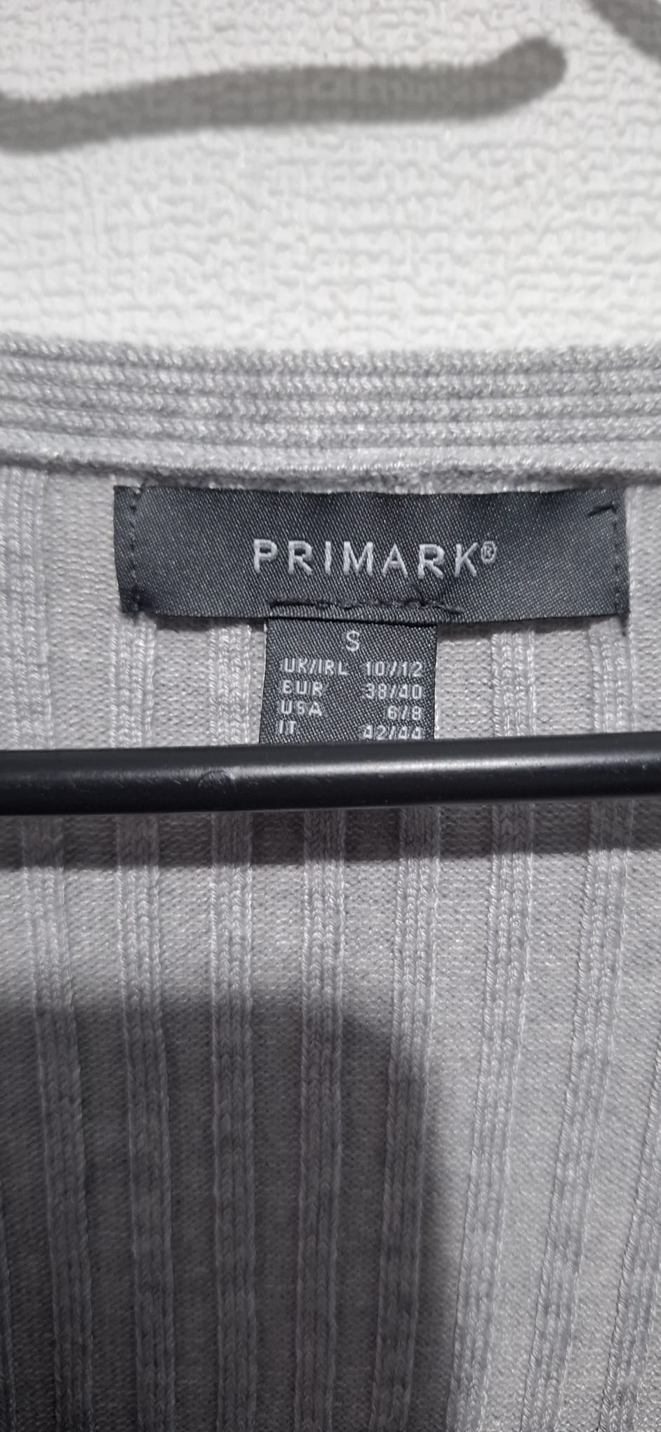 Ołówkowa Sukienka Swetrowa Primark S Szara Prążkowana Midi Wiązana