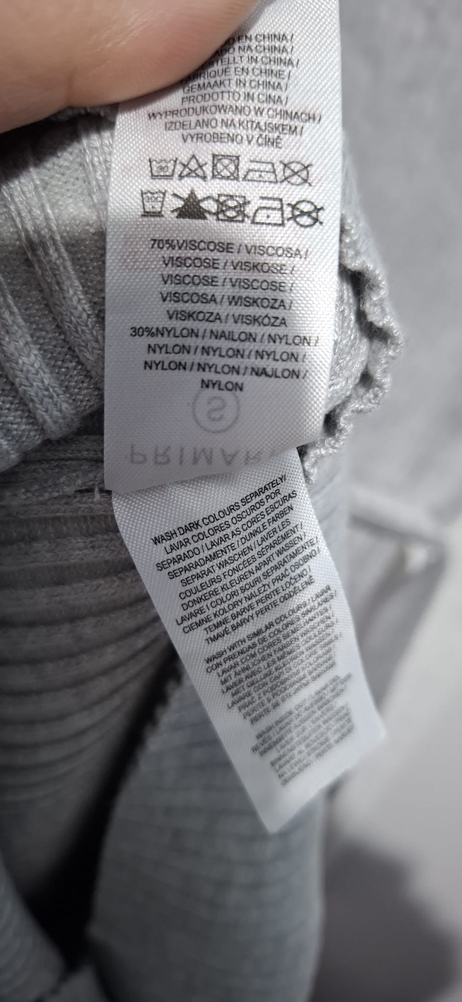 Ołówkowa Sukienka Swetrowa Primark S Szara Prążkowana Midi Wiązana