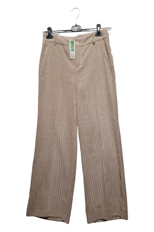 Benetton Damskie Sztruks Szerokie Beżowe Piaskowe Rozmiar IT 42/UK 10