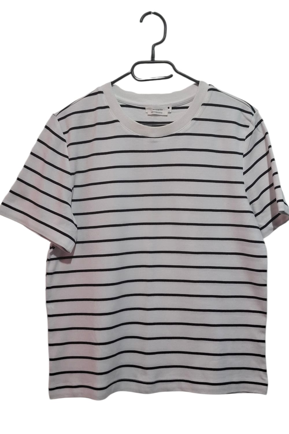 Biała Koszulka w Czarne Paski RESERVED Mercerized Cotton Rozmiar M (oversize)