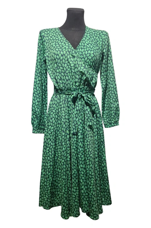 NAOKO Sukienka Havana Liście Midi Kopertowa Wrap Dress S Wiskoza