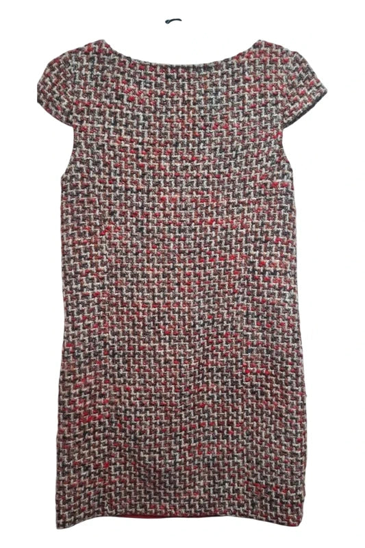 Stile Benetton Tweedowa Sukienka XS Wełna Chanel Retro z Kieszonkami!