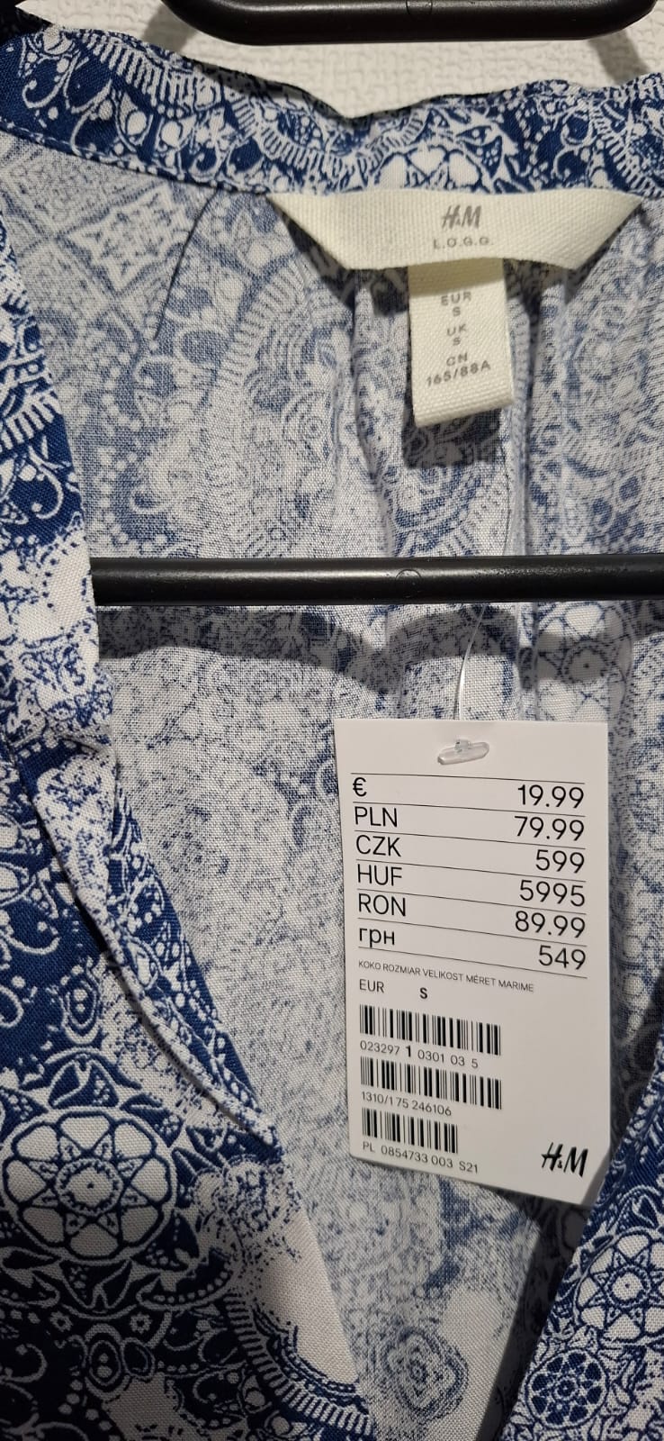 H&M Sukienka/Tunika S Wiskoza Boho Paisley W Stylu Denim Jesień