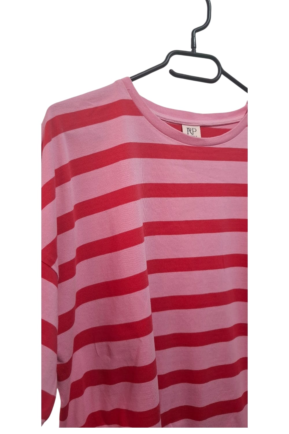 T-shirt Rogerpublishing Mamaginekolog RP Nicole XS/S Oversize Czerwony Różowy Marynistyczny Paski