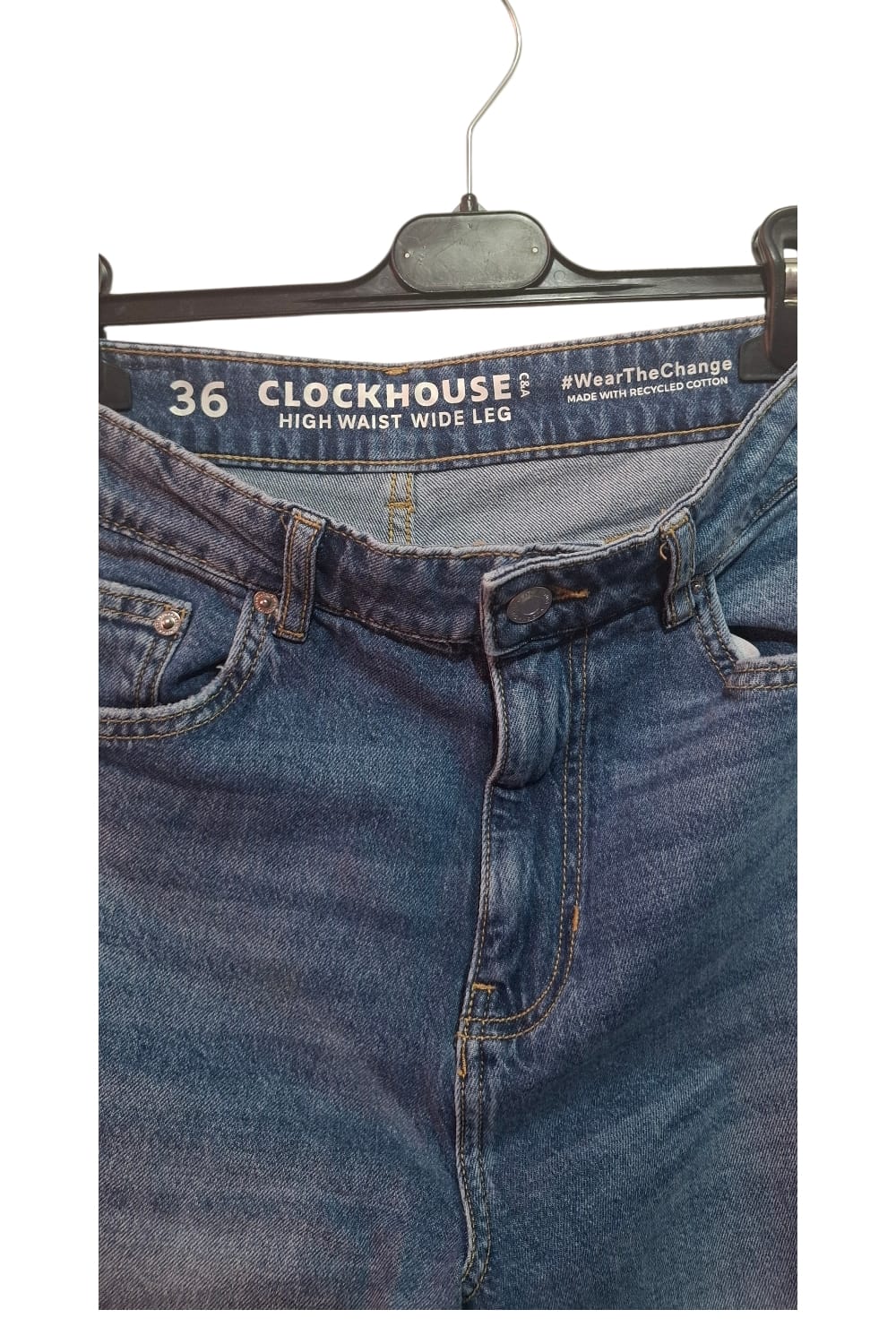 Jeansy Clockhouse Wide Leg High Waist Rozmiar 36 Szerokie Nogawki Y2K Denim