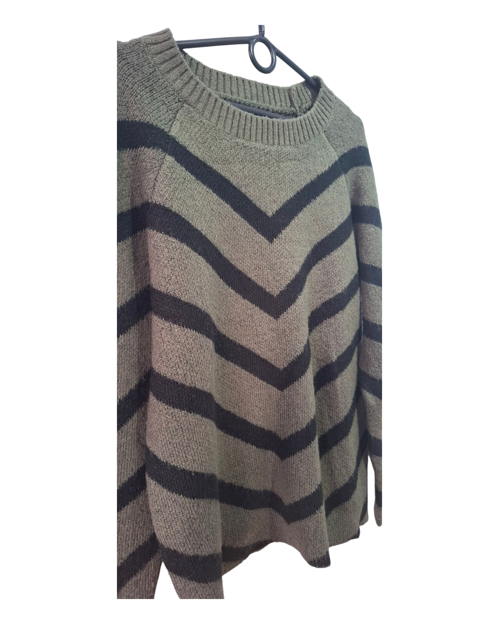 Sweter damski Lascana Khaki/Czarny Chevron Oversize 40/42 L/XL