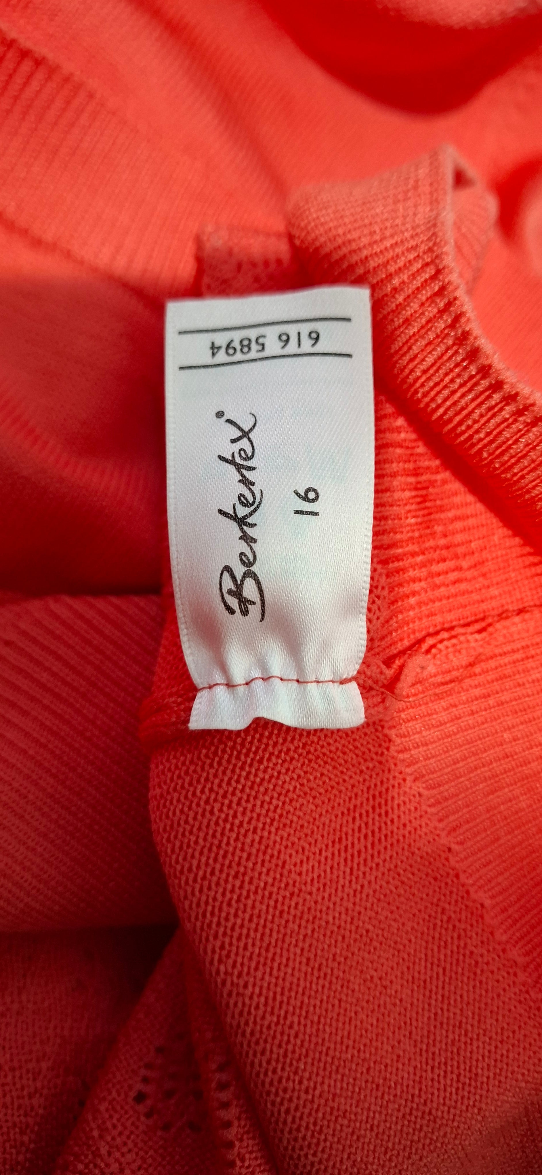 Vintage Sweterek Polo Łososiowy Koral Ażurowy Krotki Rękaw r. 16/44