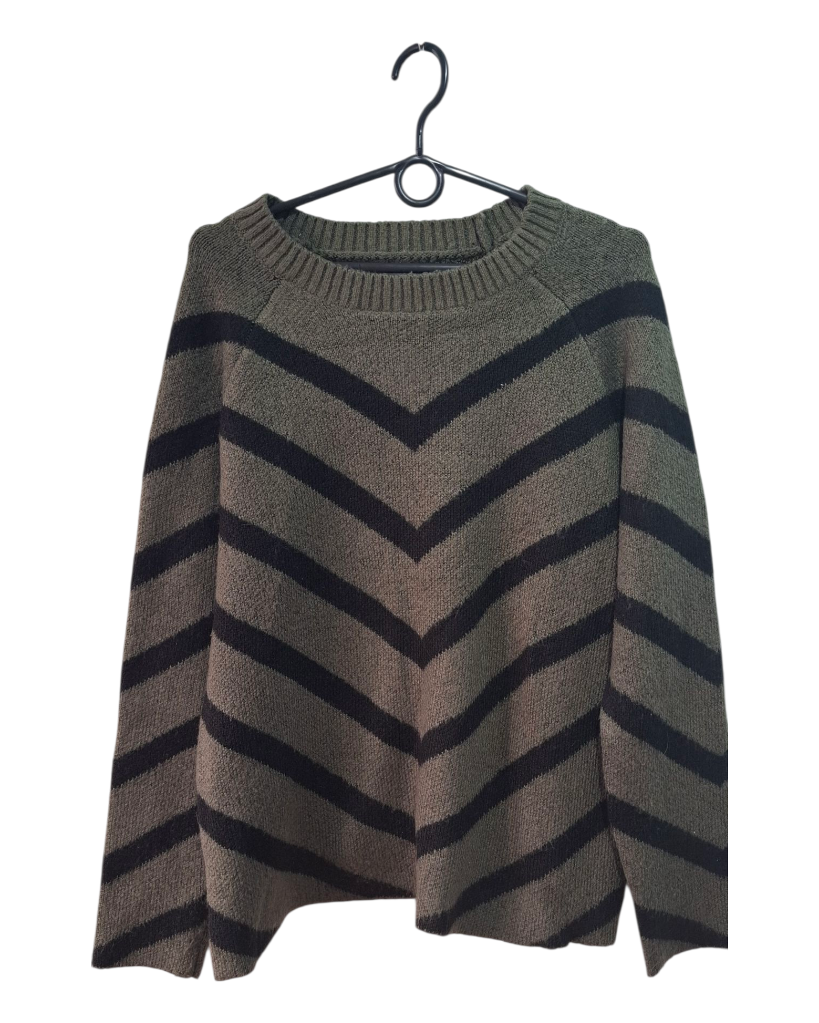 Sweter damski Lascana Khaki/Czarny Chevron Oversize 40/42 L/XL