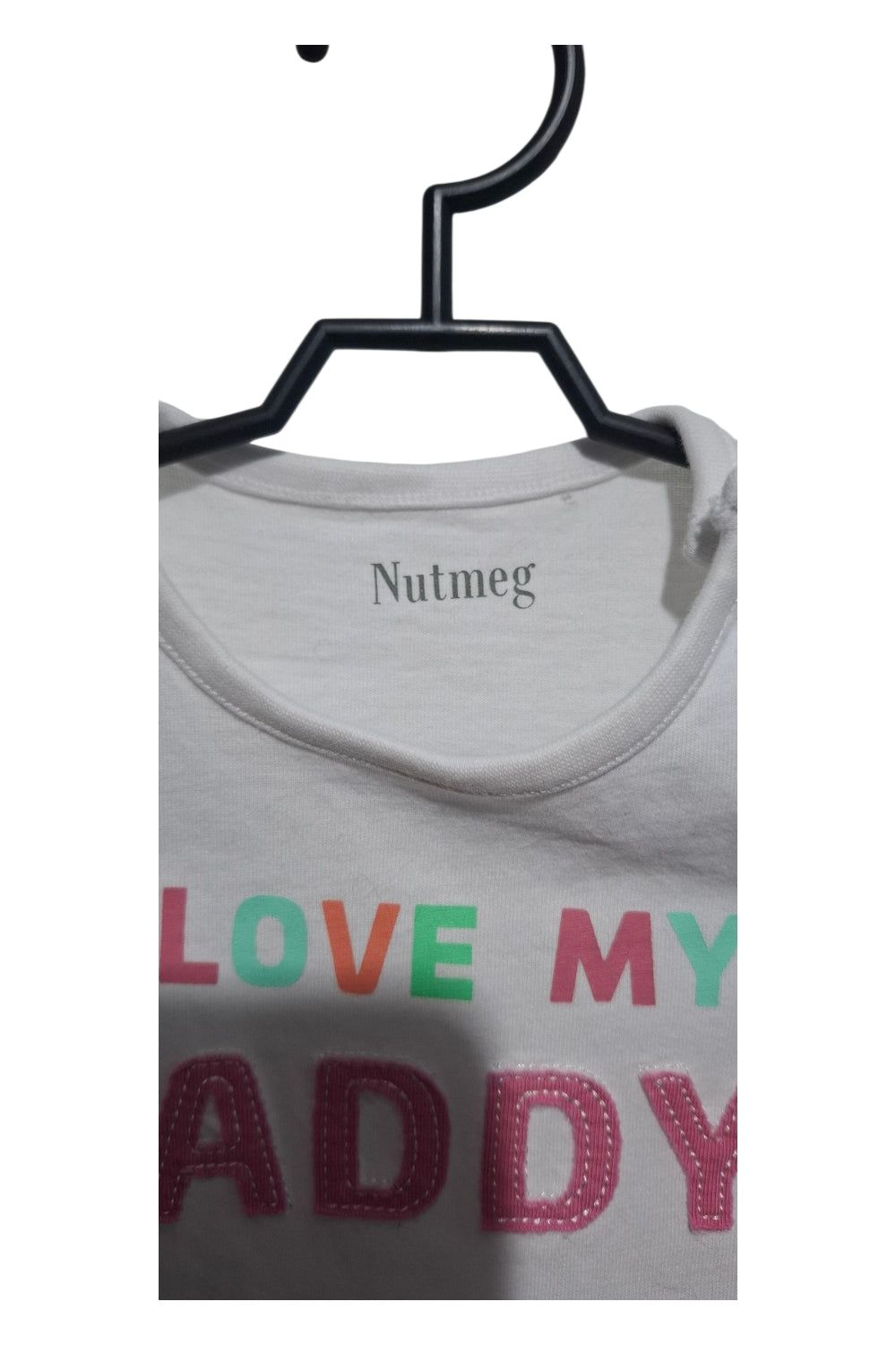 Nutmeg Biały T-shirt Niemowlęcy R. 68 "I Love My Daddy" Falbanki