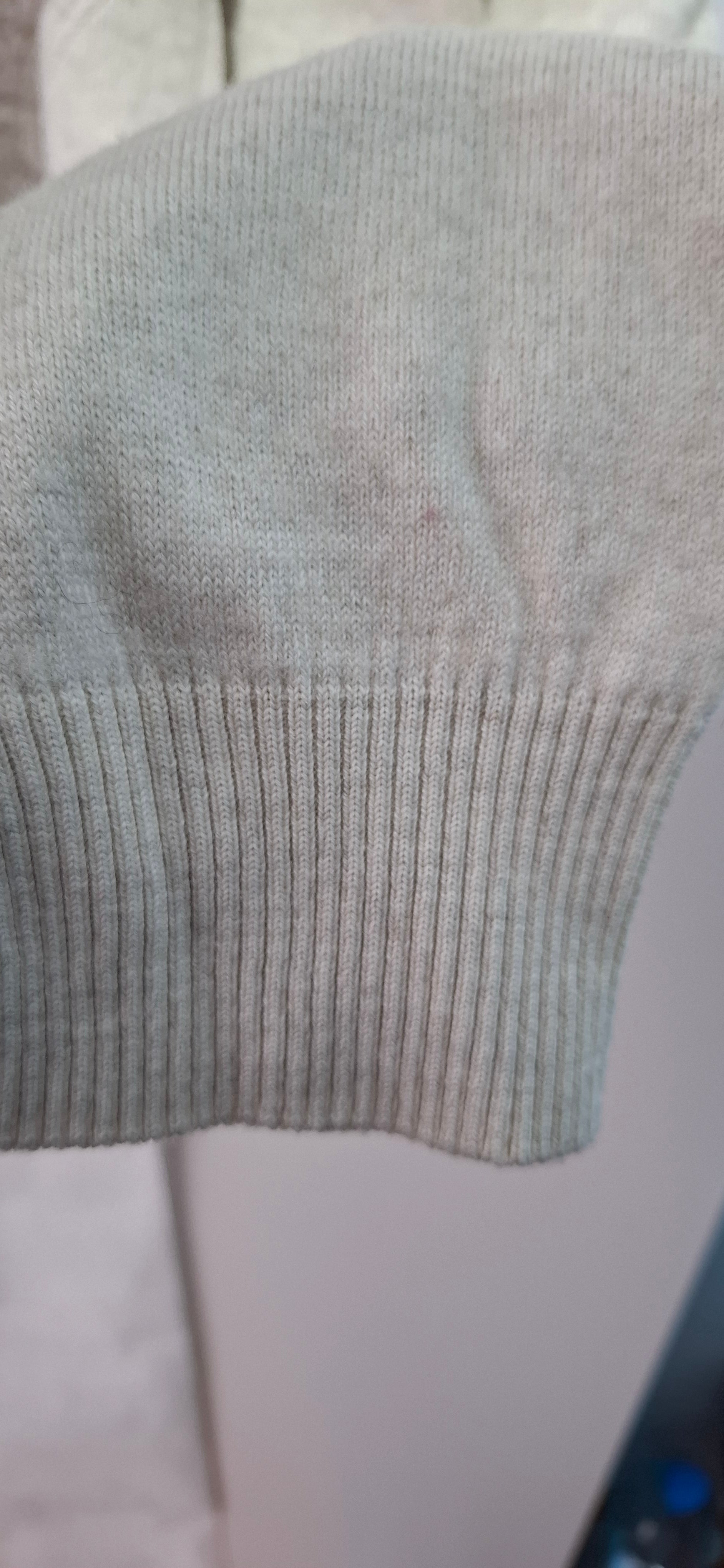 Sweter VAMAK Rozmiar L - Wełna Merino/Akryl - Paski w Jodełkę (Chevron) Beż/Brąz/Szary
