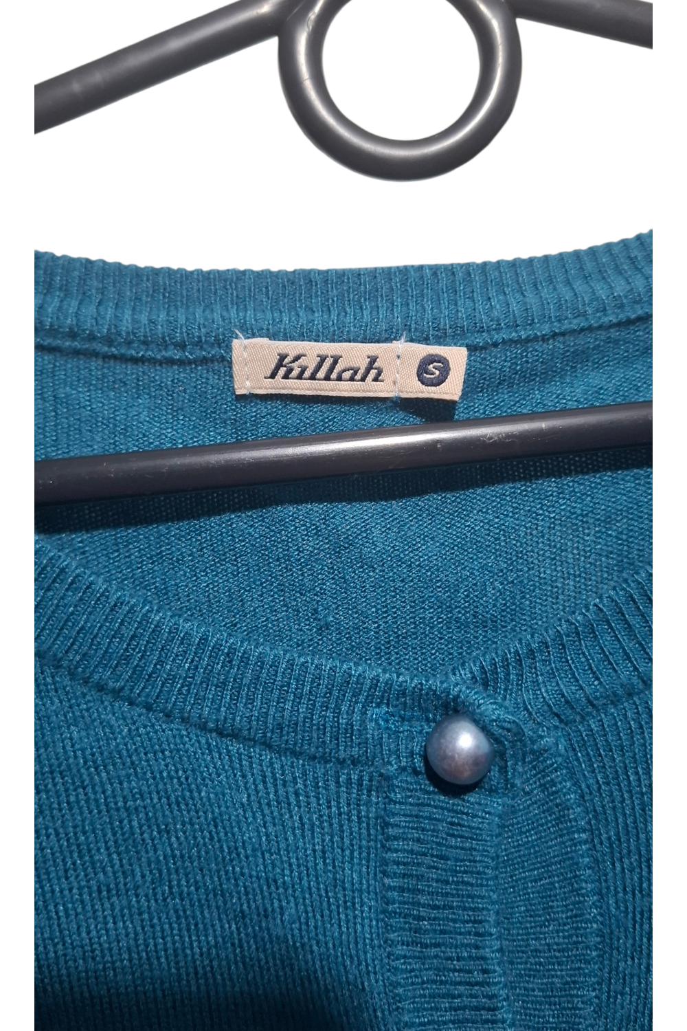 Krótki Kardigan Sweter Killah S Turkus Morska Zieleń Wełna Viskoza