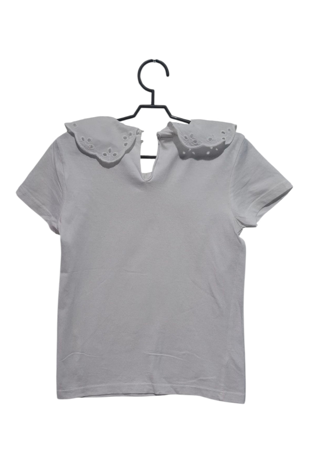 Biała Bluzka T-shirt COOL CLUB SMYK 128 Koronkowy Kołnierzyk Angielskie Haft Oczko Szkoła Elegancka