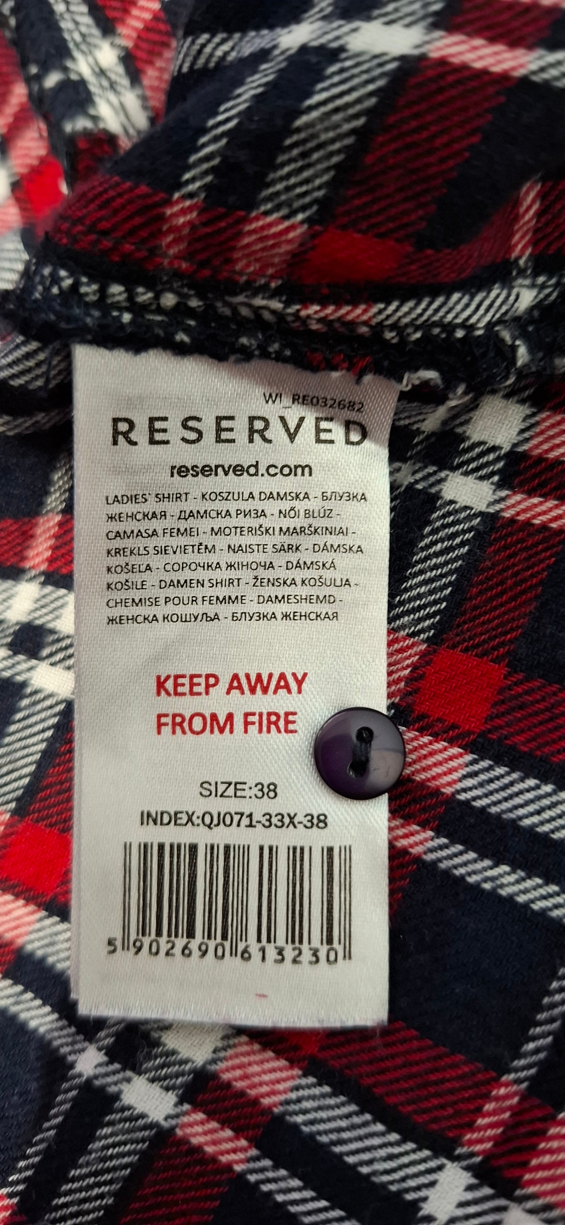 RESERVED Długa Koszula Flanelowa Damska, Rozmiar 38 (M), 100% Bawełna, Czerwień i Granat