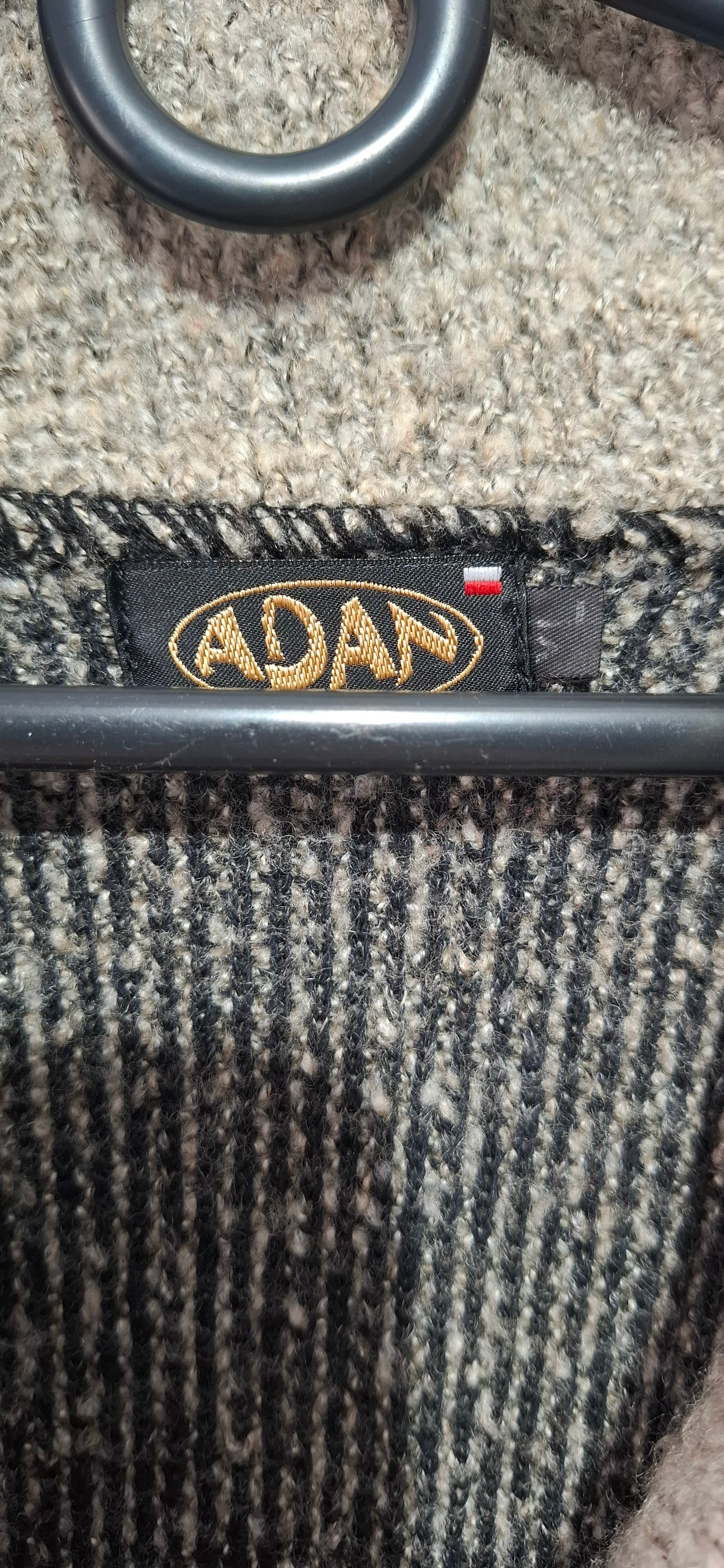 Gruby Kardigan ADAN Sweter Żakiet TWEED Moher Krótki Rękaw POLSKI XL