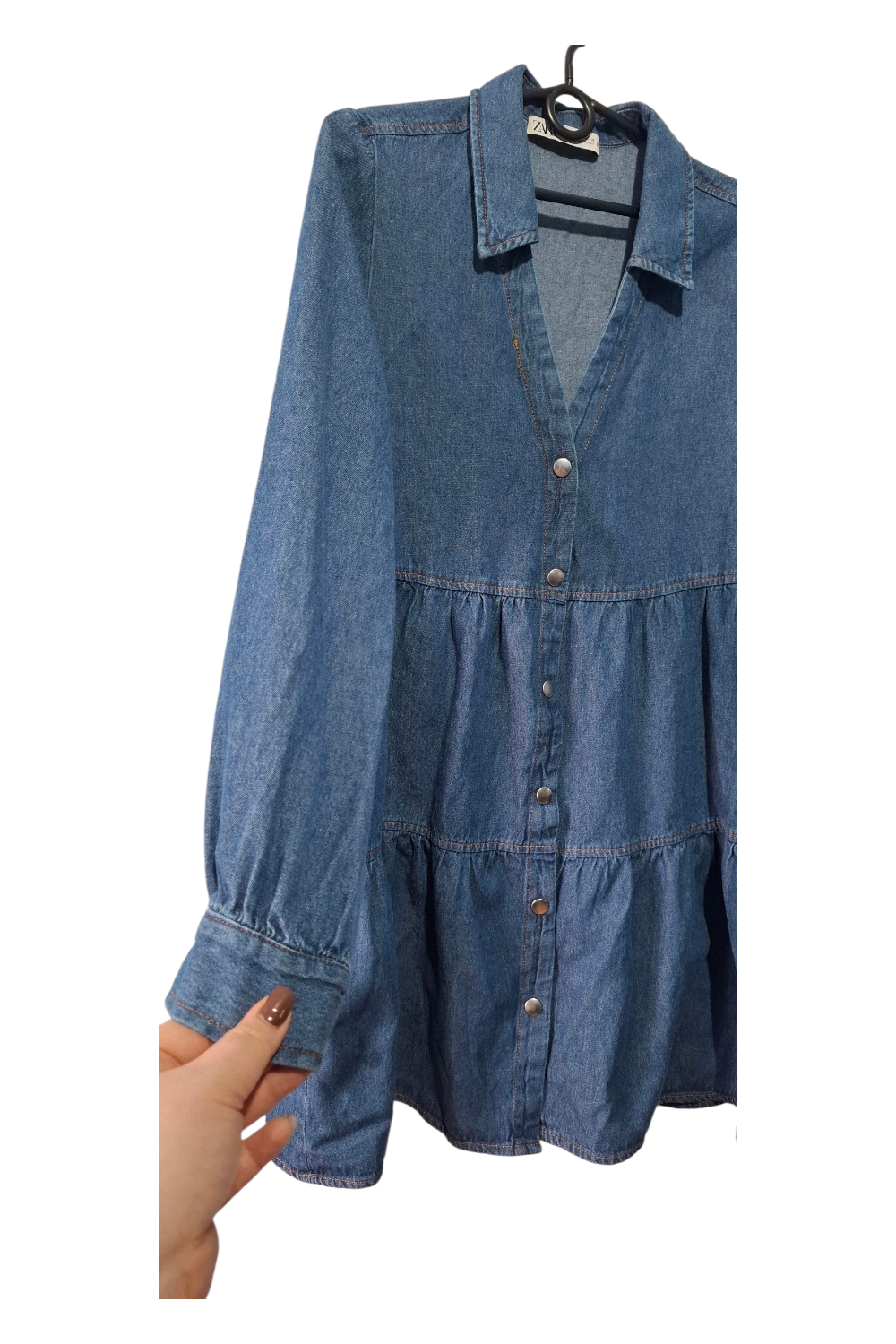 Jeansowa Sukienka ZARA Babydoll S 36 Z Falbanami Denim Napy Super Stan