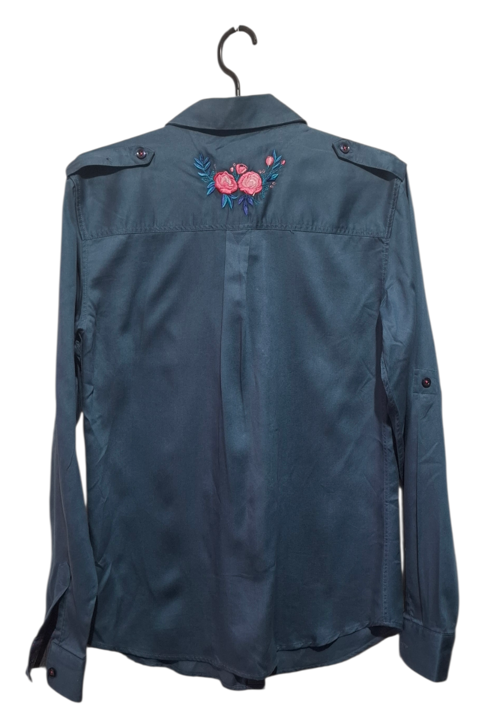 Koszula Damska J&JOY S TURKUS MORSKI Lyocell Haft Róże Ptak Premium