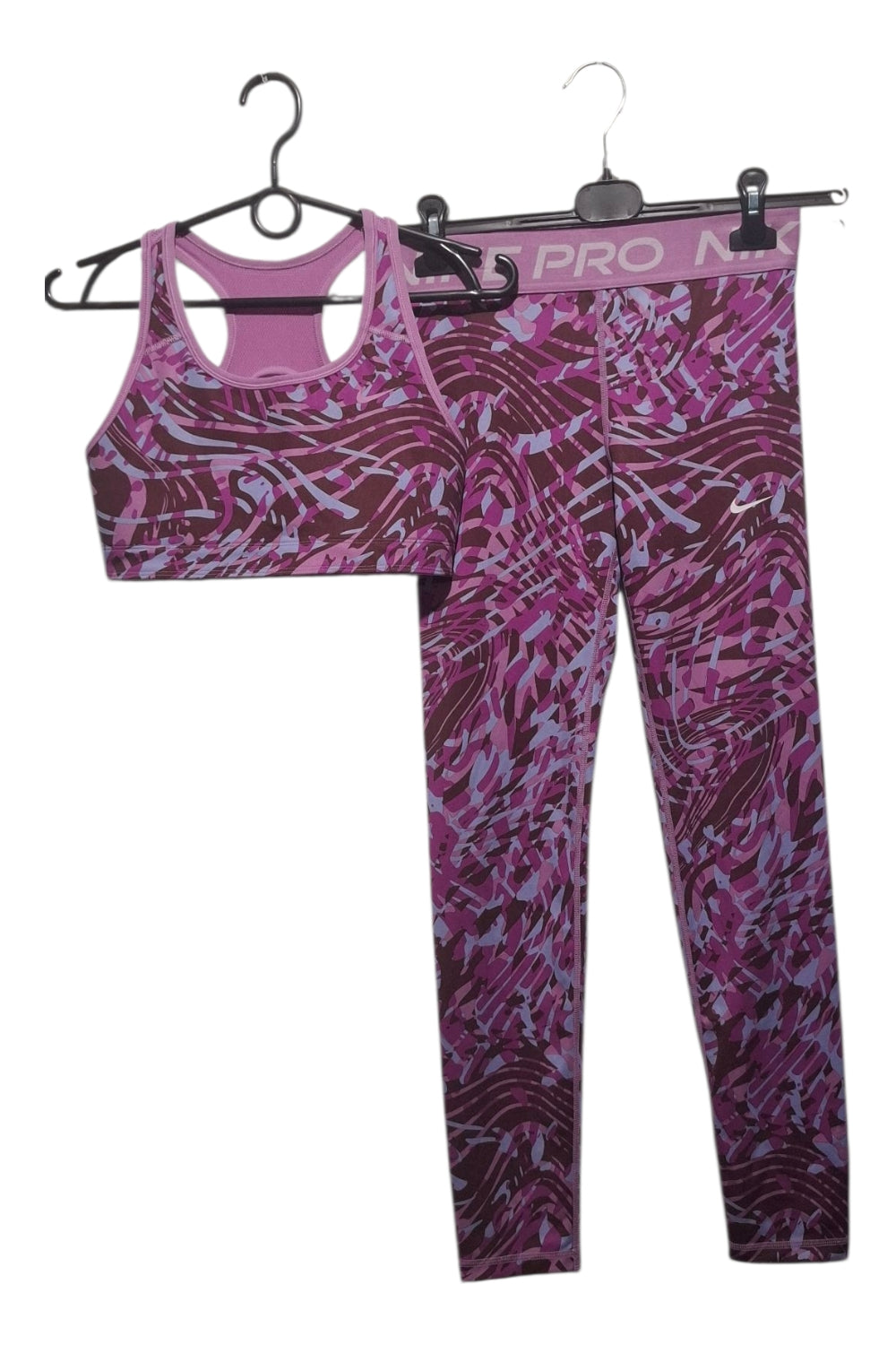Nike Pro Dwustronny Zestaw XL (156-166 cm) - Legginsy + Top 2w1 Dri-FIT Fiolet.