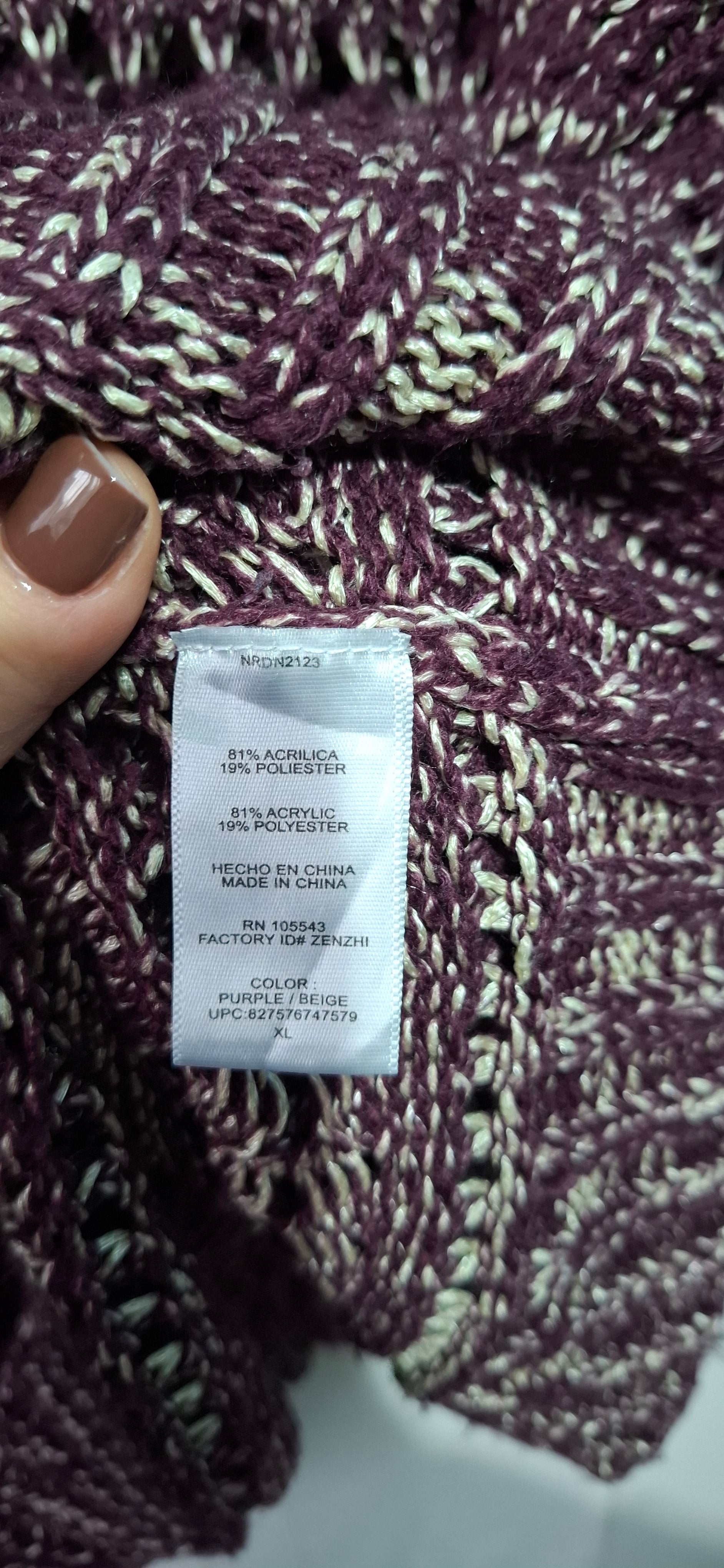 Sweter Oversize Narciso Rodriguez for DESIGNATION XL - Ażurowy, Marsala/Beż