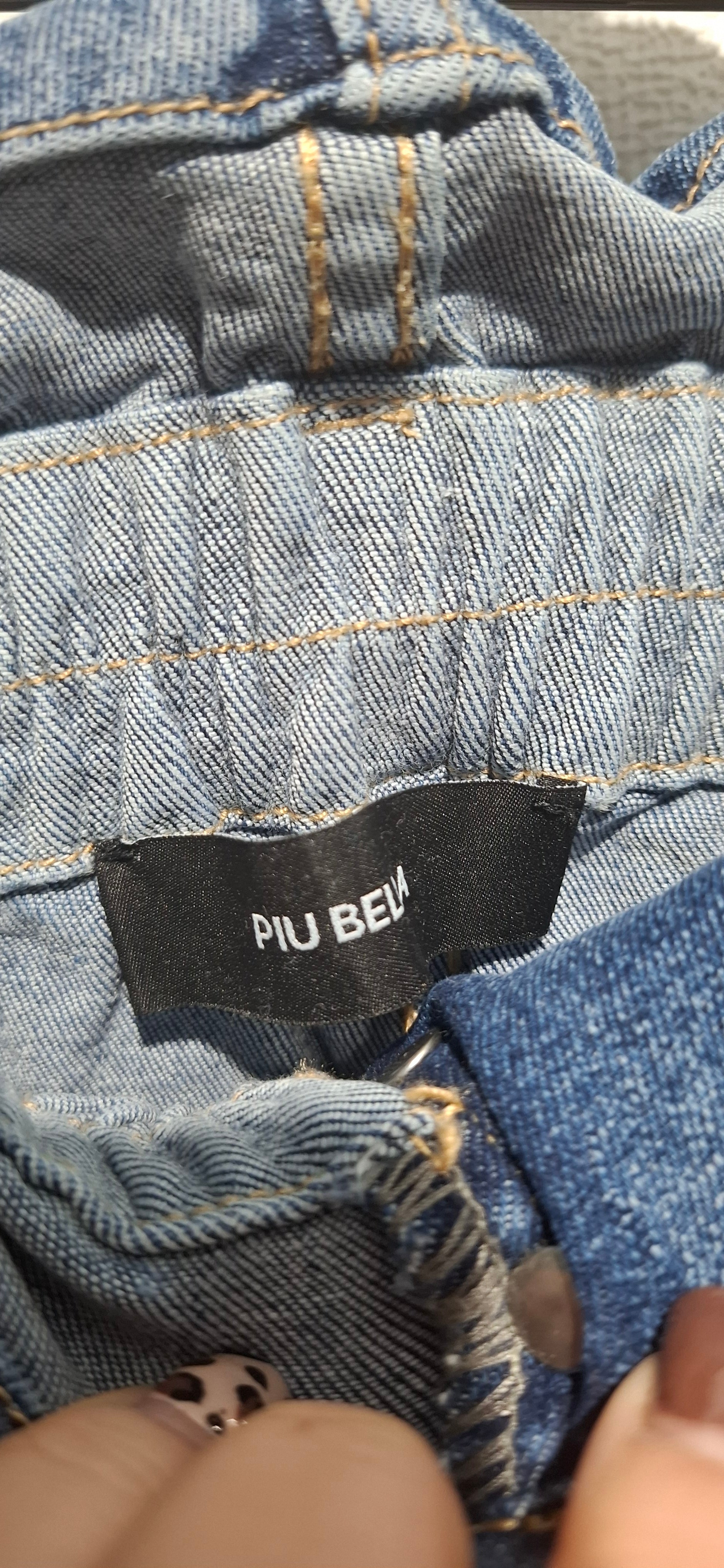 Jeansy PIU BELLA z Wysokim Stanem Paperbag S (36) Elastyczne, Bawełniane.