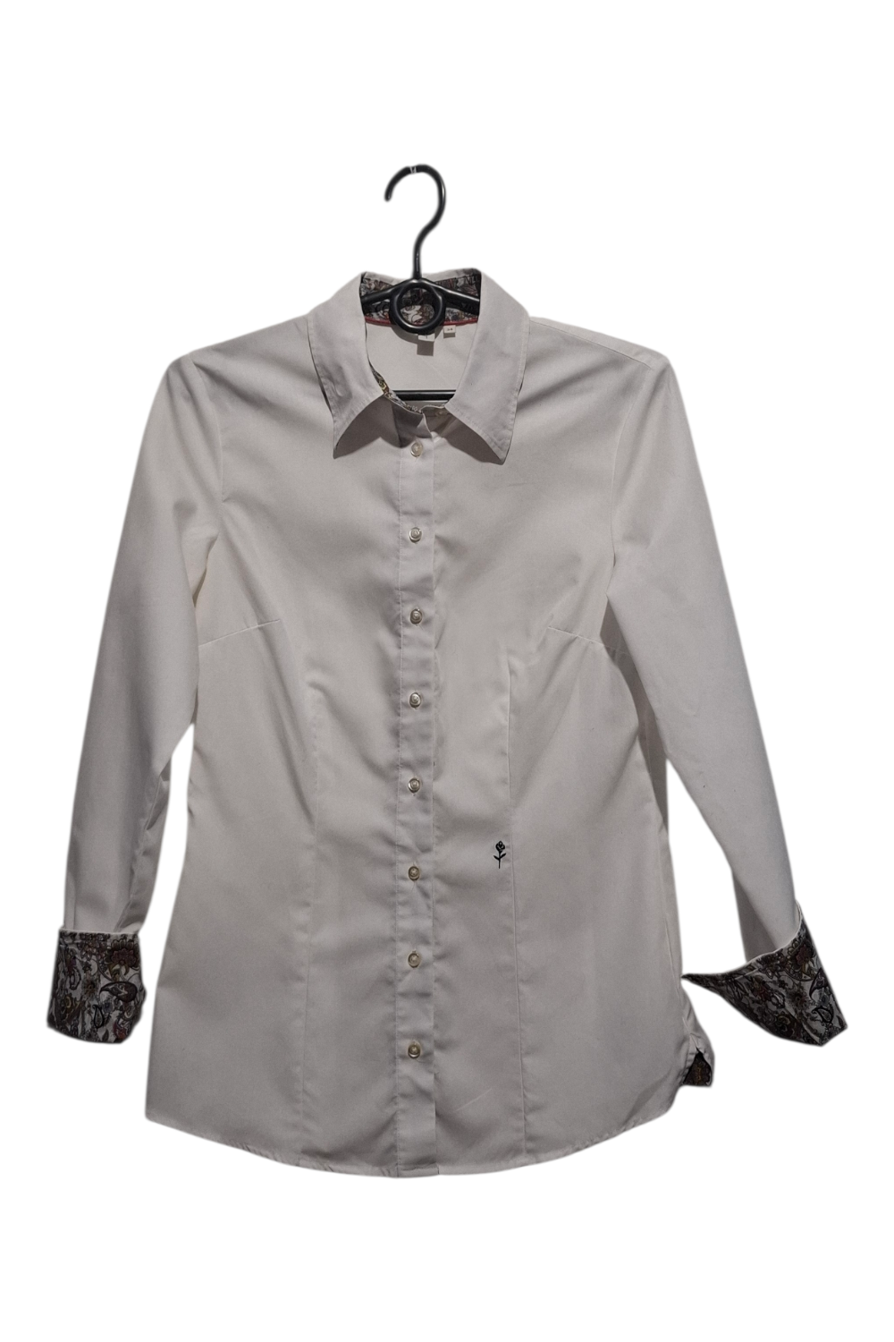 Seidensticker Koszula Damska (34/XS) floral cuffs Biała Slim Fit Róża