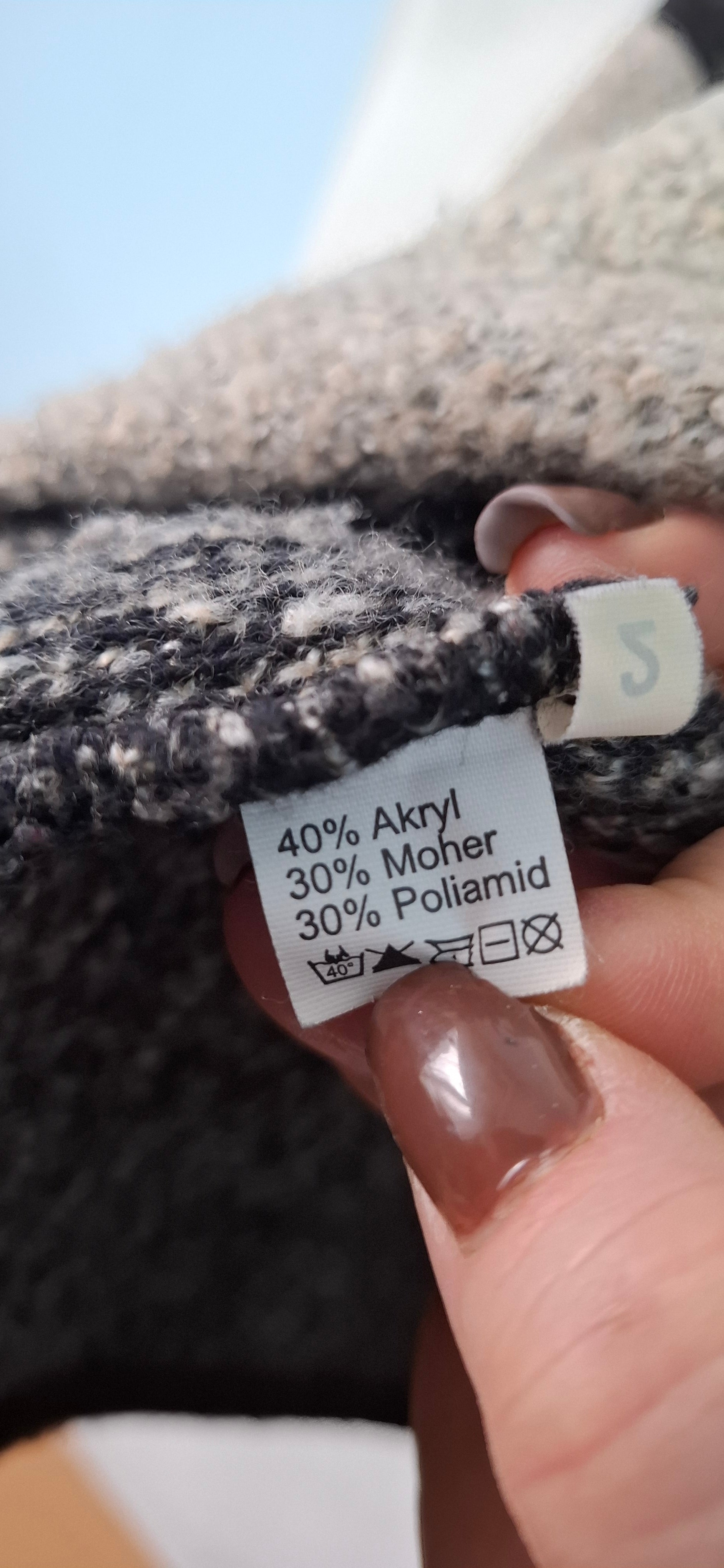 Gruby Kardigan ADAN Sweter Żakiet TWEED Moher Krótki Rękaw POLSKI XL