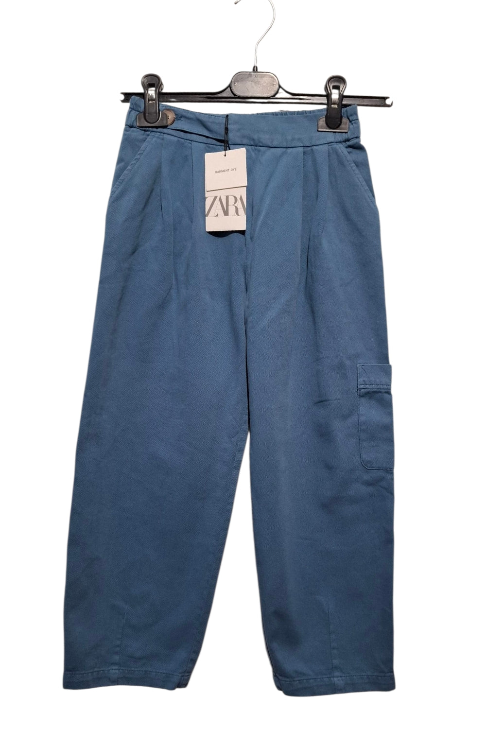 Modne Spodnie ZARA 'Garment Dye' Szerokie Nogawki Niebieskie 128