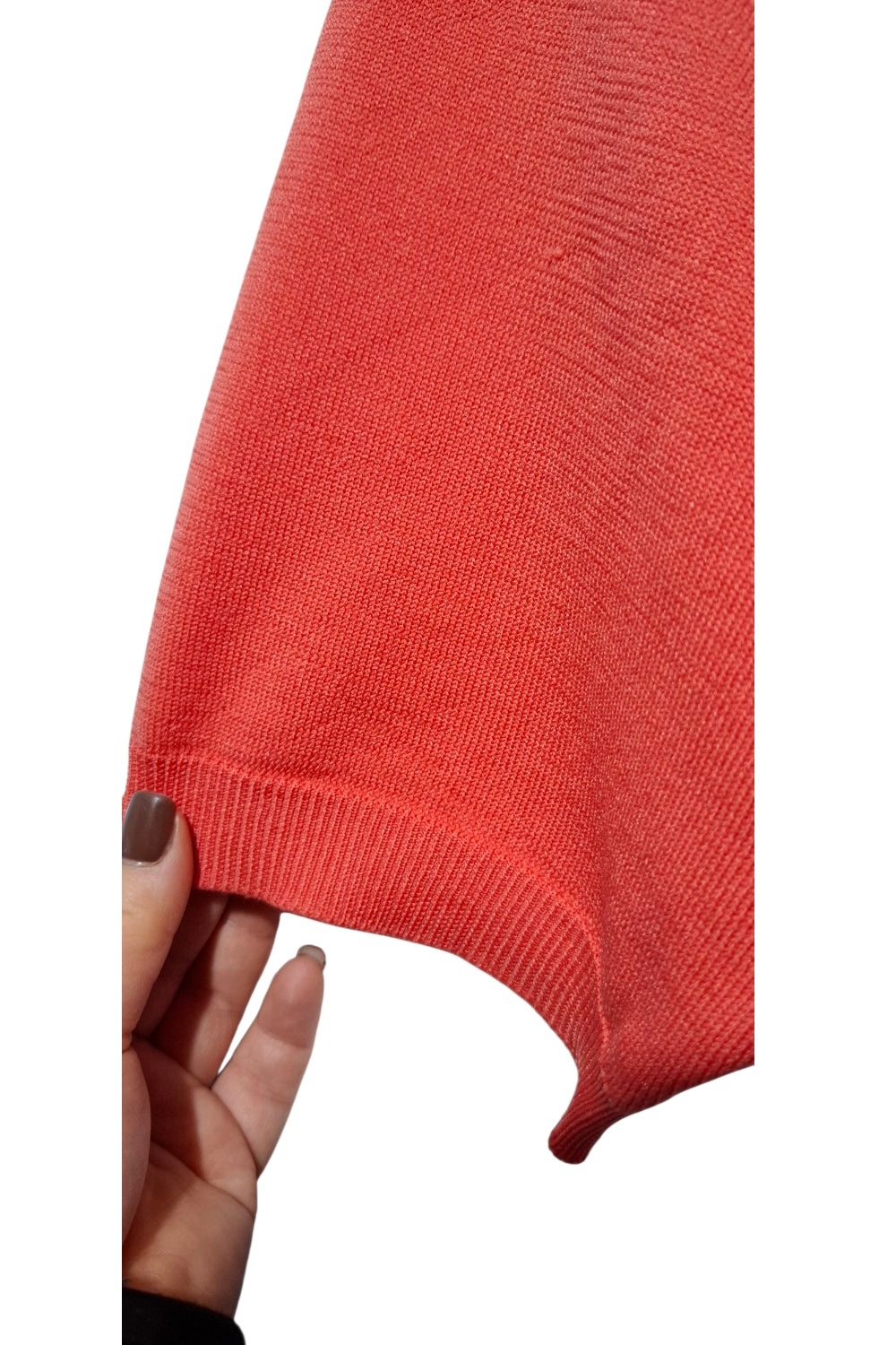 Vintage Sweterek Polo Łososiowy Koral Ażurowy Krotki Rękaw r. 16/44