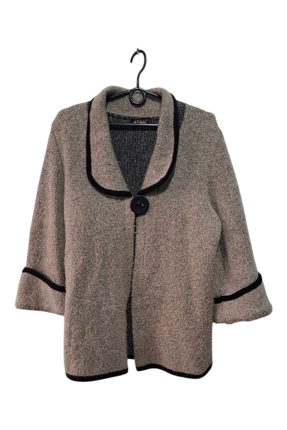 Gruby Kardigan ADAN Sweter Żakiet TWEED Moher Krótki Rękaw POLSKI XL