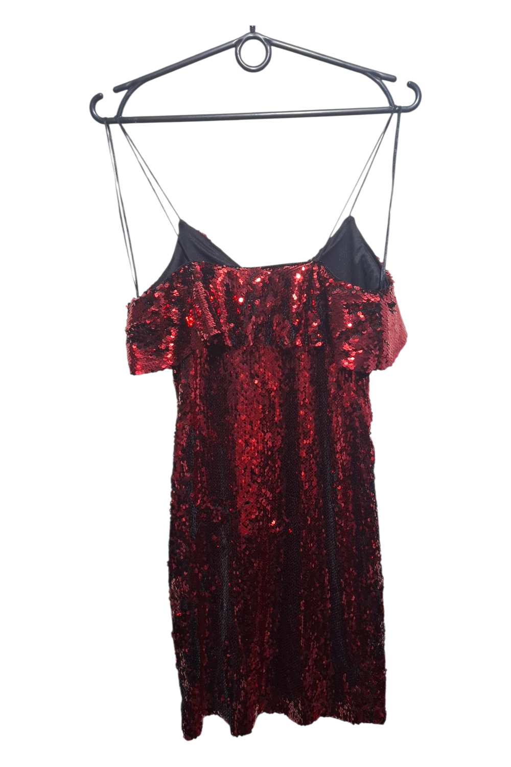 Zara Cekinowa Sukienka XS Czerwona Falbany Sylwester Święta