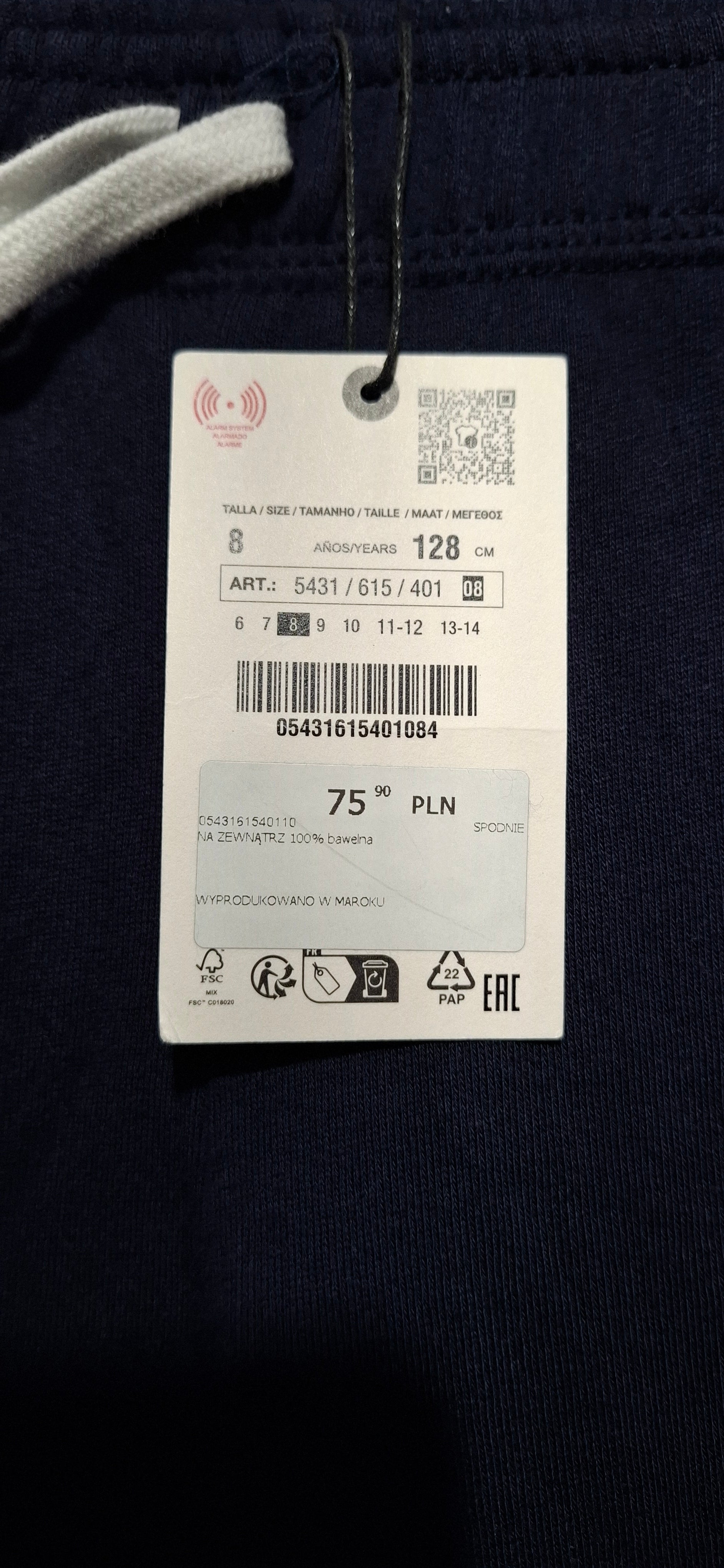 Zara Kids Granatowe Spodnie Dresowe Szerokie Lampasy 128 (Rozmiar 8 lat) Nowe.