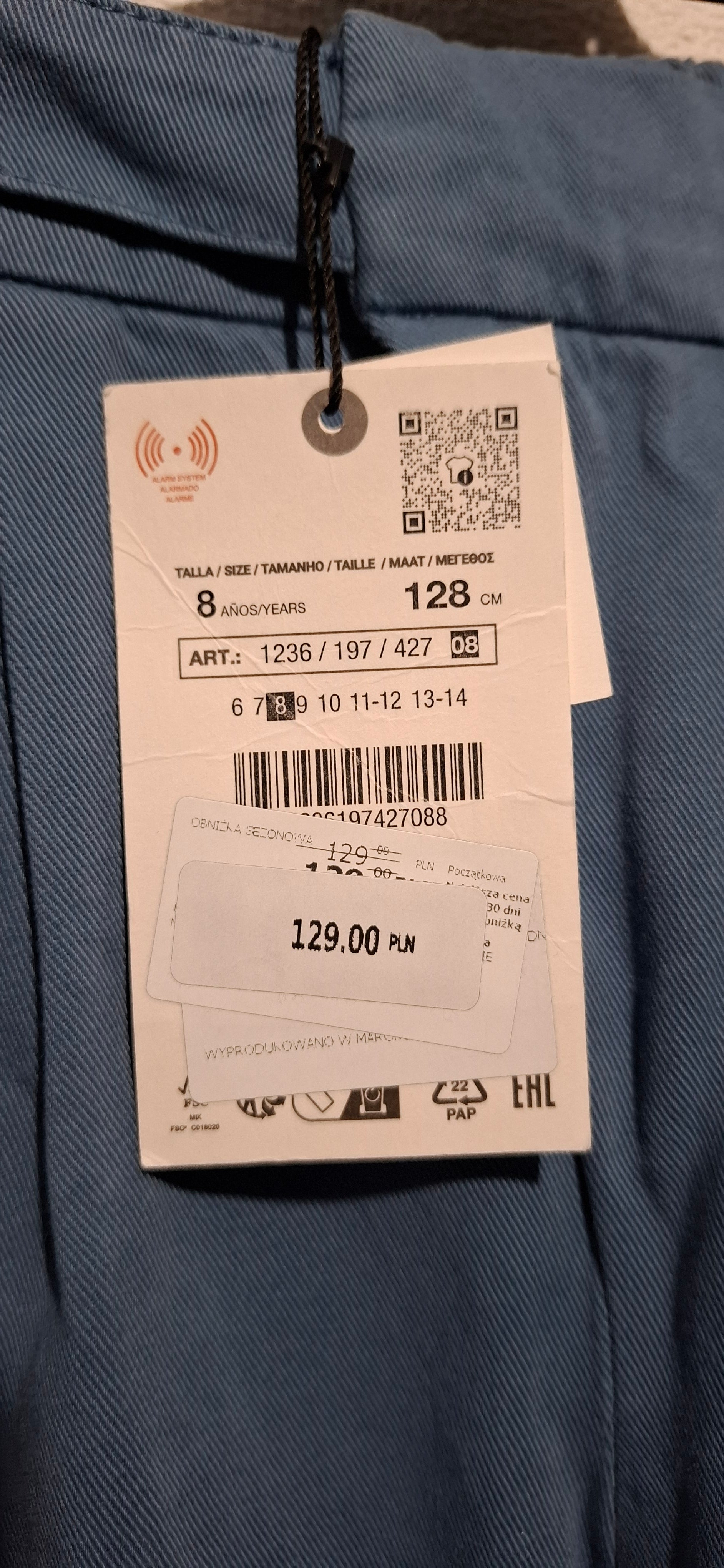 Modne Spodnie ZARA 'Garment Dye' Szerokie Nogawki Niebieskie 128