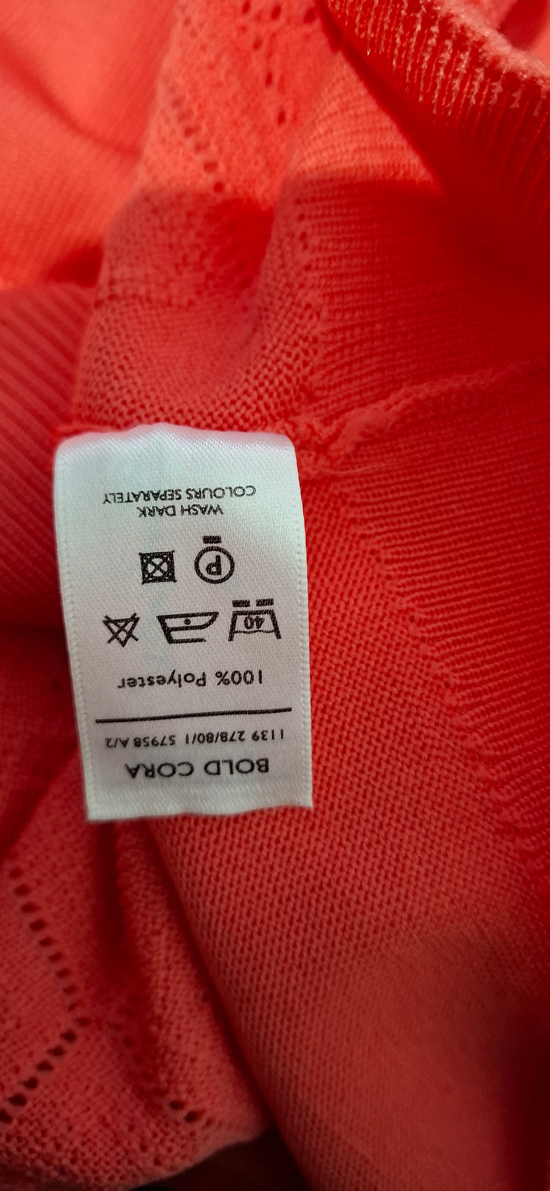 Vintage Sweterek Polo Łososiowy Koral Ażurowy Krotki Rękaw r. 16/44