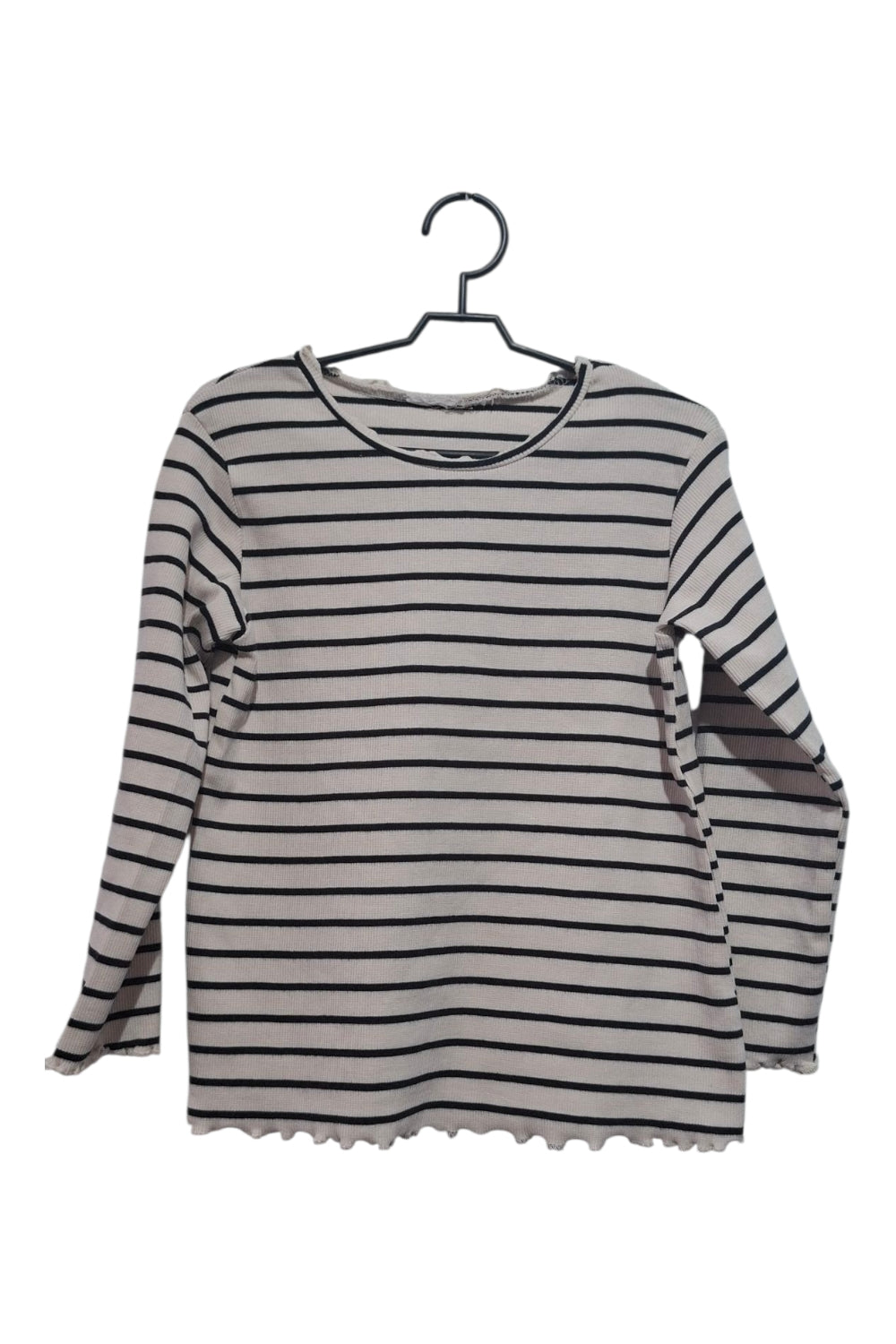 Dziewczęca bluzka kremowa w paski longsleeve 116/122 elegancka klasyczna