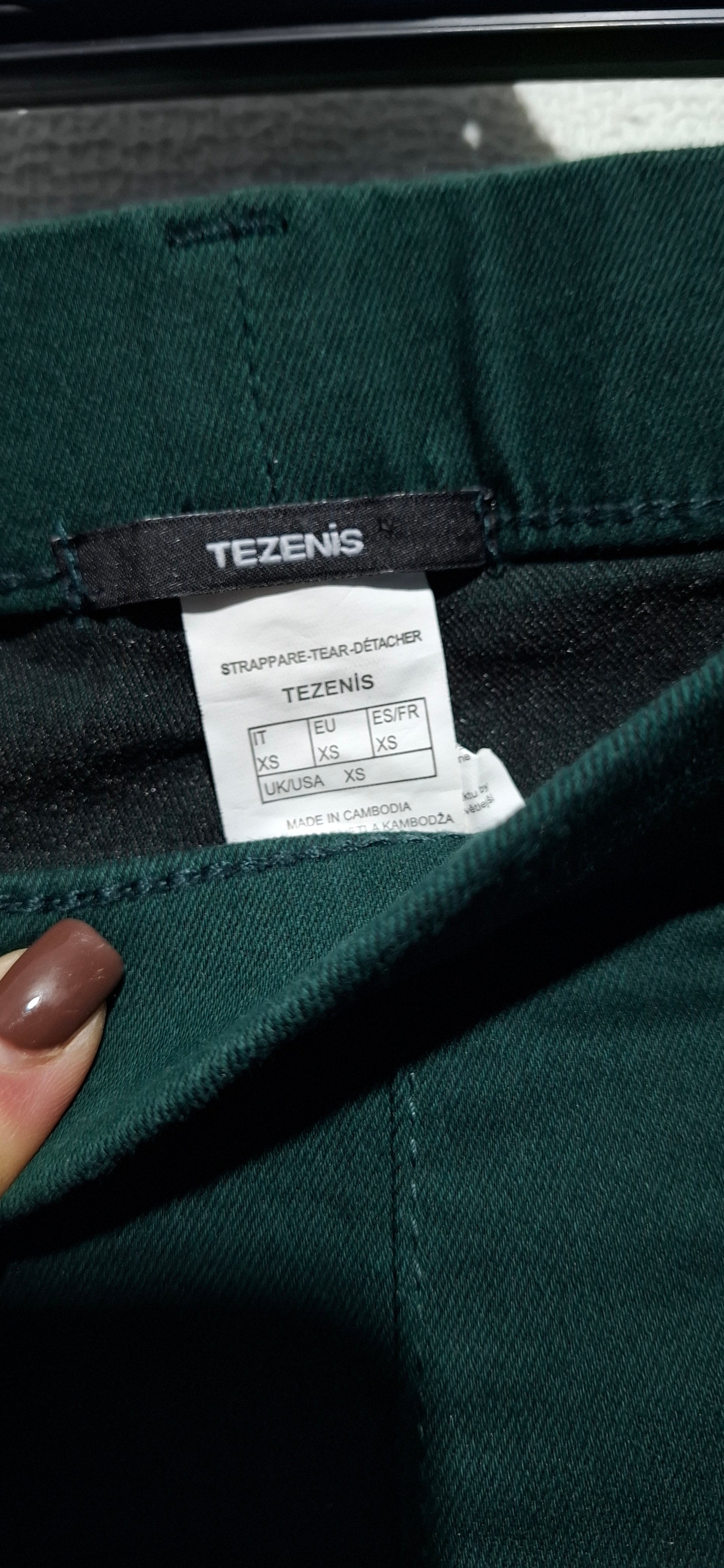 Tezenis Jeggings Skinny Fason Rurki Ciemna Zieleń XS Elastyczne