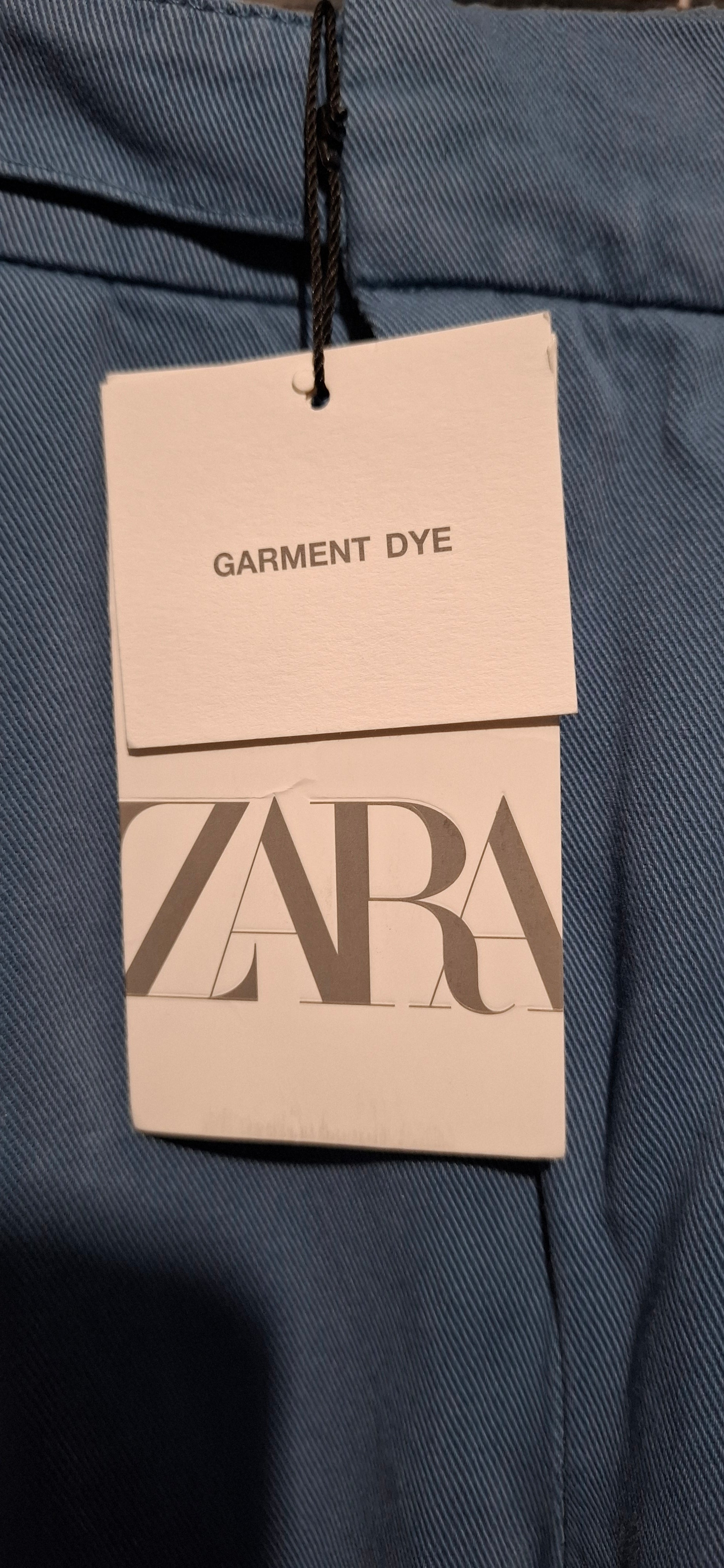 Modne Spodnie ZARA 'Garment Dye' Szerokie Nogawki Niebieskie 128