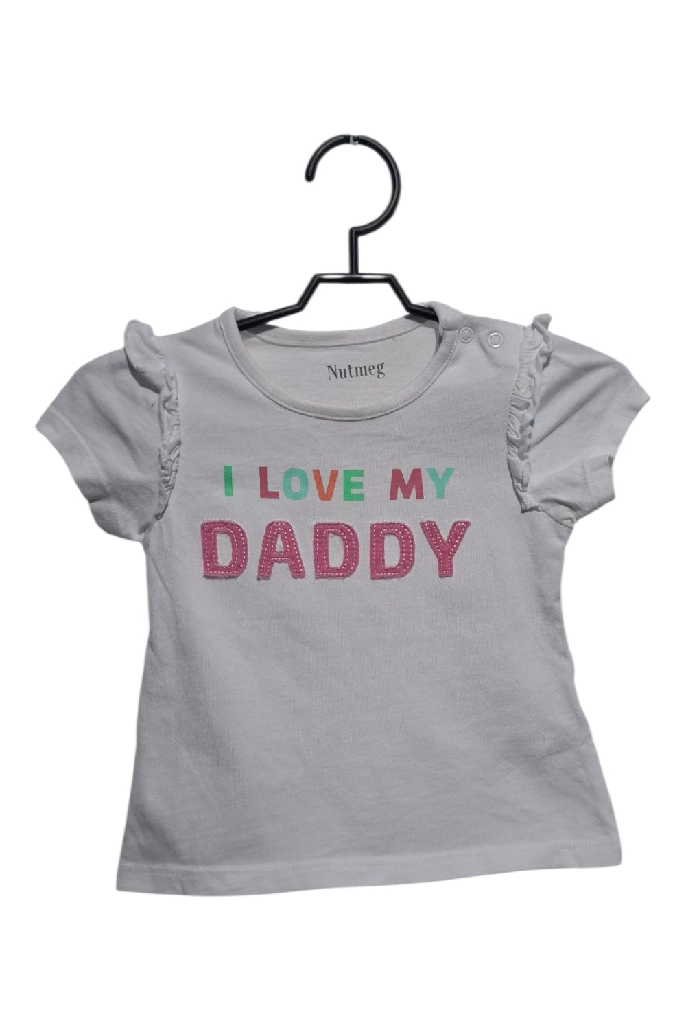 Nutmeg Biały T-shirt Niemowlęcy R. 68 "I Love My Daddy" Falbanki