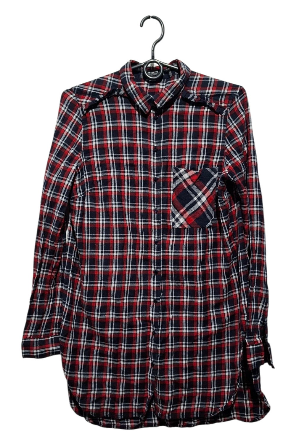 RESERVED Długa Koszula Flanelowa Damska, Rozmiar 38 (M), 100% Bawełna, Czerwień i Granat